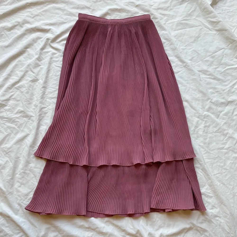 vintage mauve pink crinkle pleated ruffle tier maxi skirt Size XS - Image 2