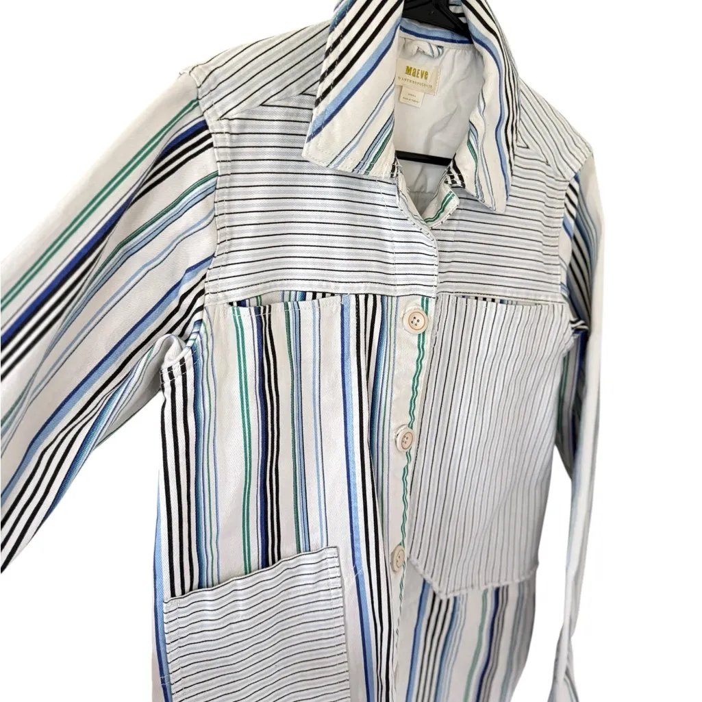 Anthropologie Maeve Multicolor Striped Shirt Jacket - Image 4