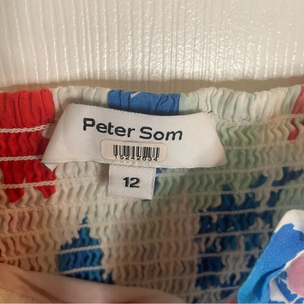 Peter Som designer red white and blue floral layered crop top size 12 - Image 5