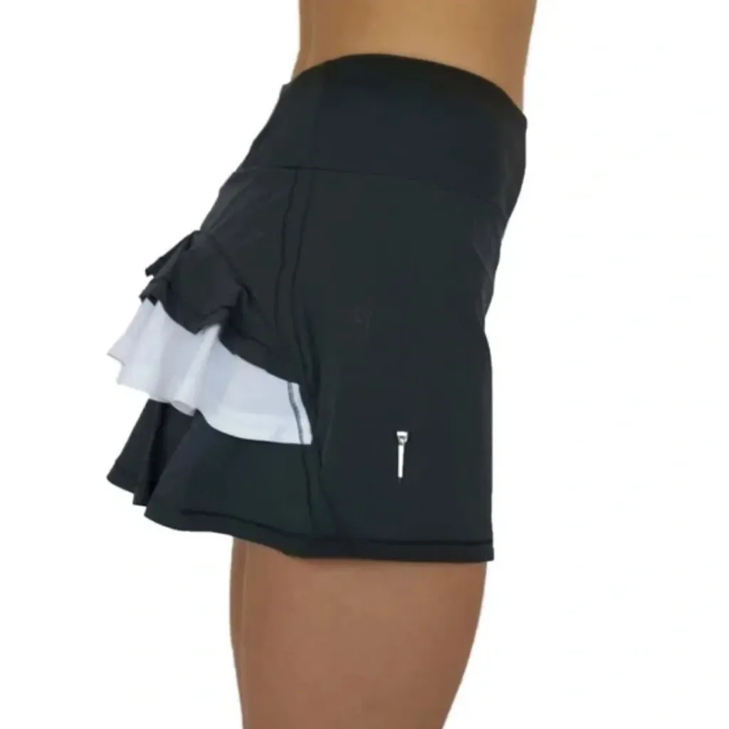 Chic Black and White Ruffled Mini Golf Skirt size large - Image 4