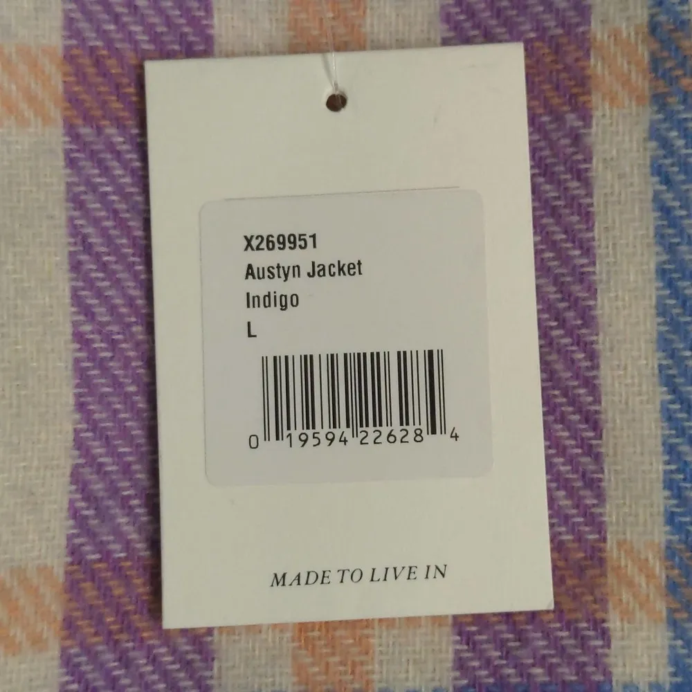 Xirena Womens Austyn Jacket Multicolor Purple Plaid Open Fringe Collar L New Size L - Image 9