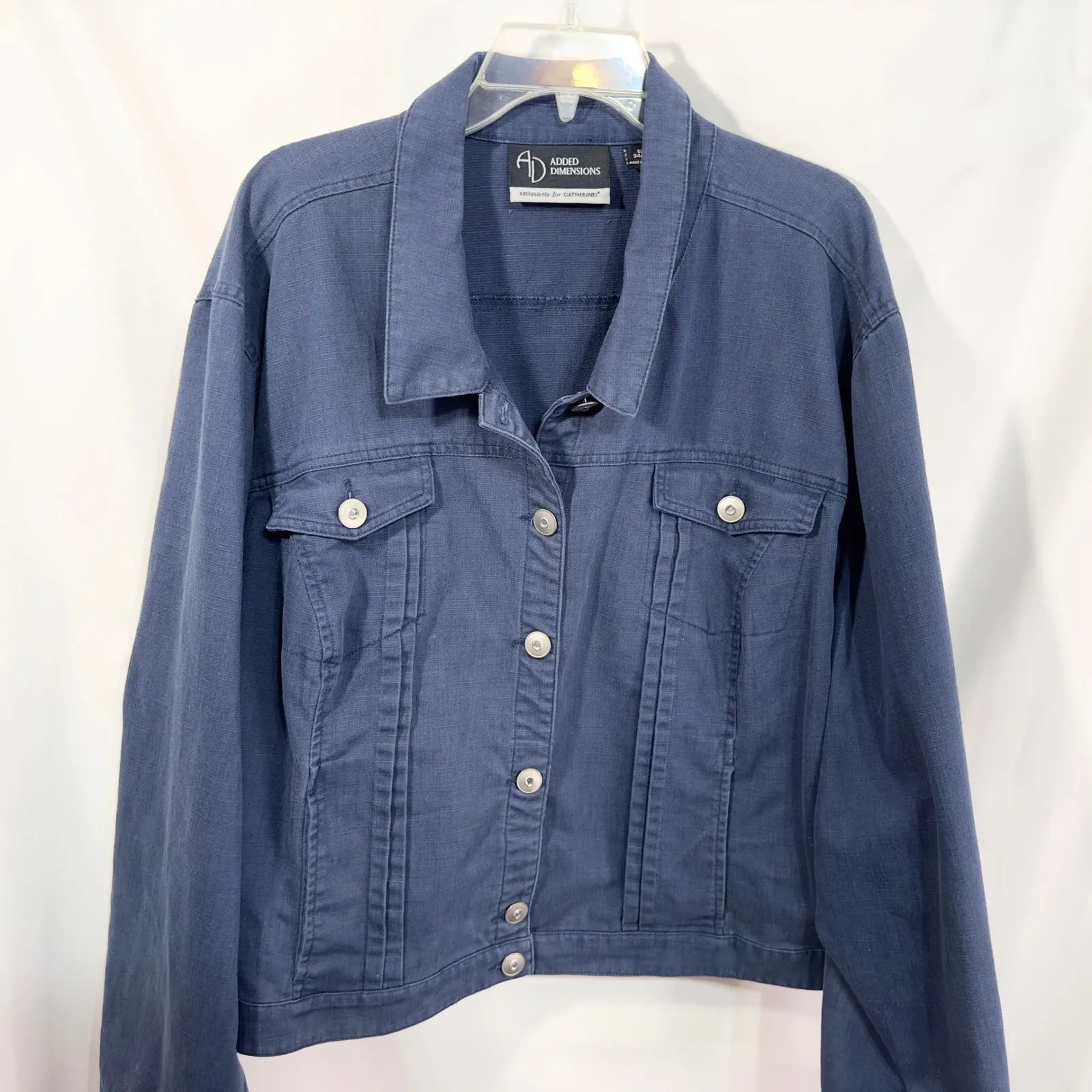 Added Dimensions Catherines Plus Size 5X Denim Jacket 34W 36W Blue Jean 1229 - Image 3
