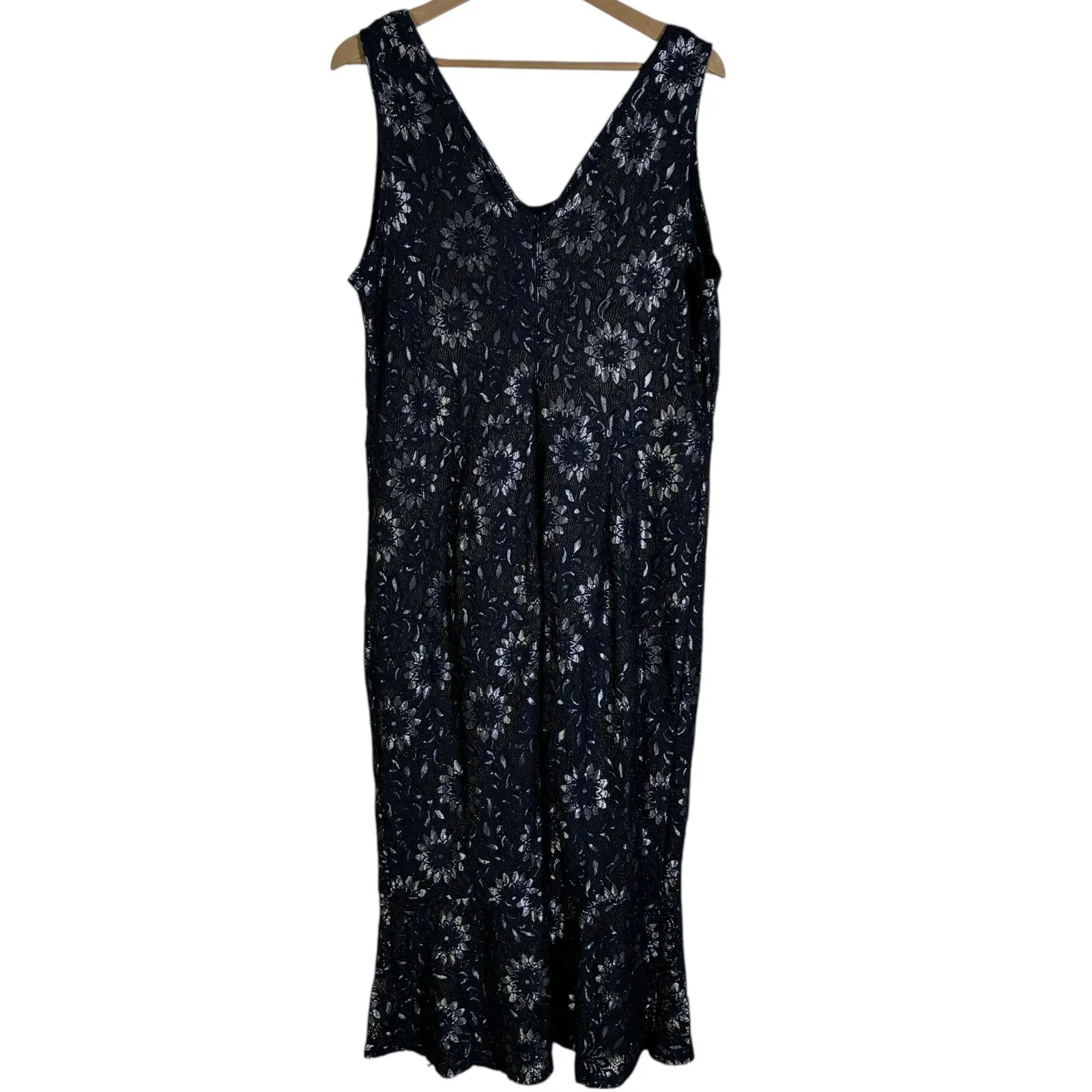 Enfocus Floral Sleeveless Maxi Dress Size 18W Navy Blue Lace Mother of the Bride - Image 5