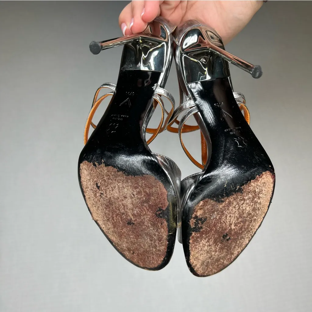 Walter De Silva | 37.5‎ Silver and Orange Heels with Modern Design Size 7.5 - Image 4