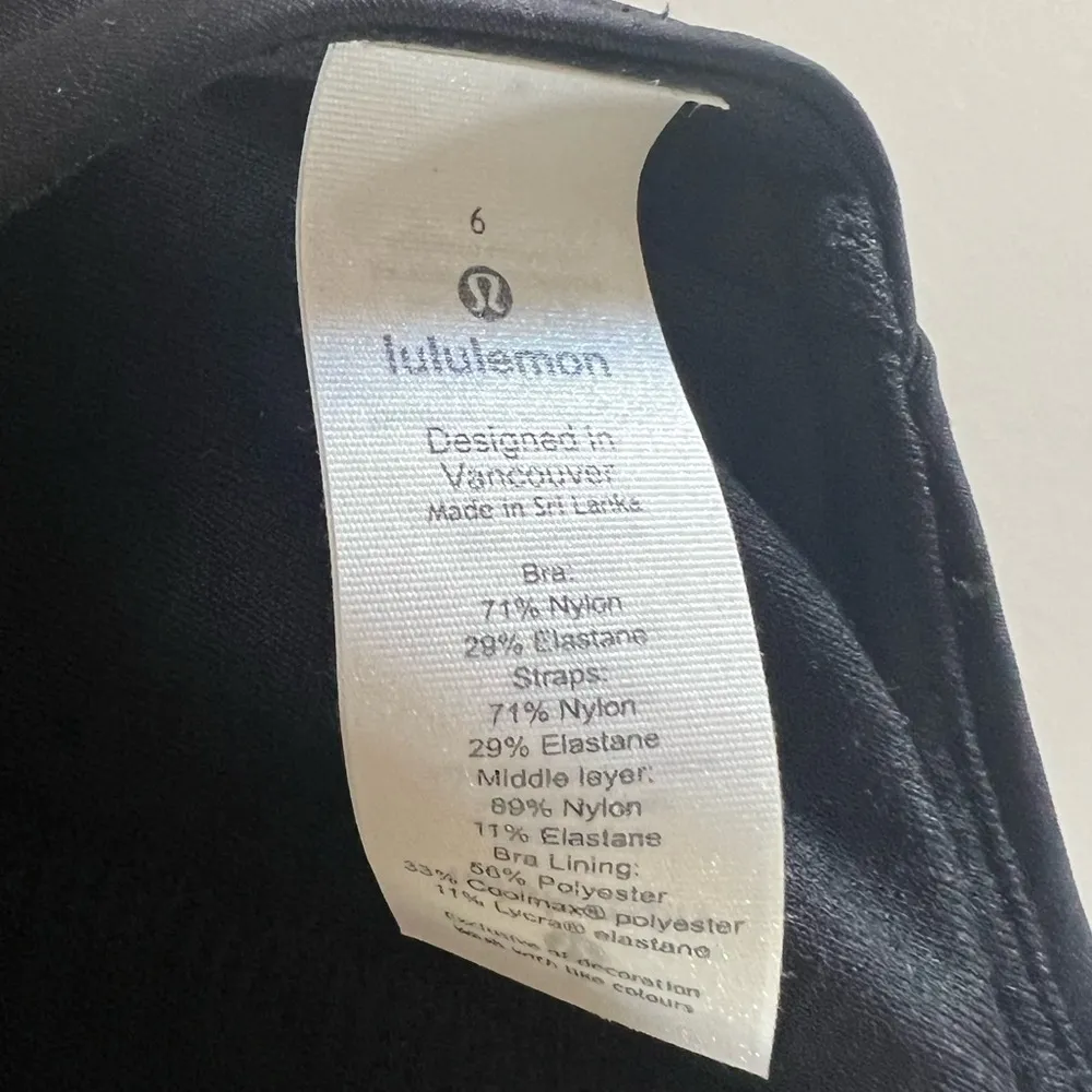 Lululemon Strong at Heart Bra Medium Support Black Women’s Sports Bra Size 6 - Image 7