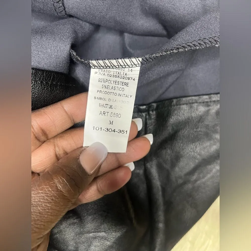 Adele Altman Rome vegan leather black belted dress sz Medium - Image 3