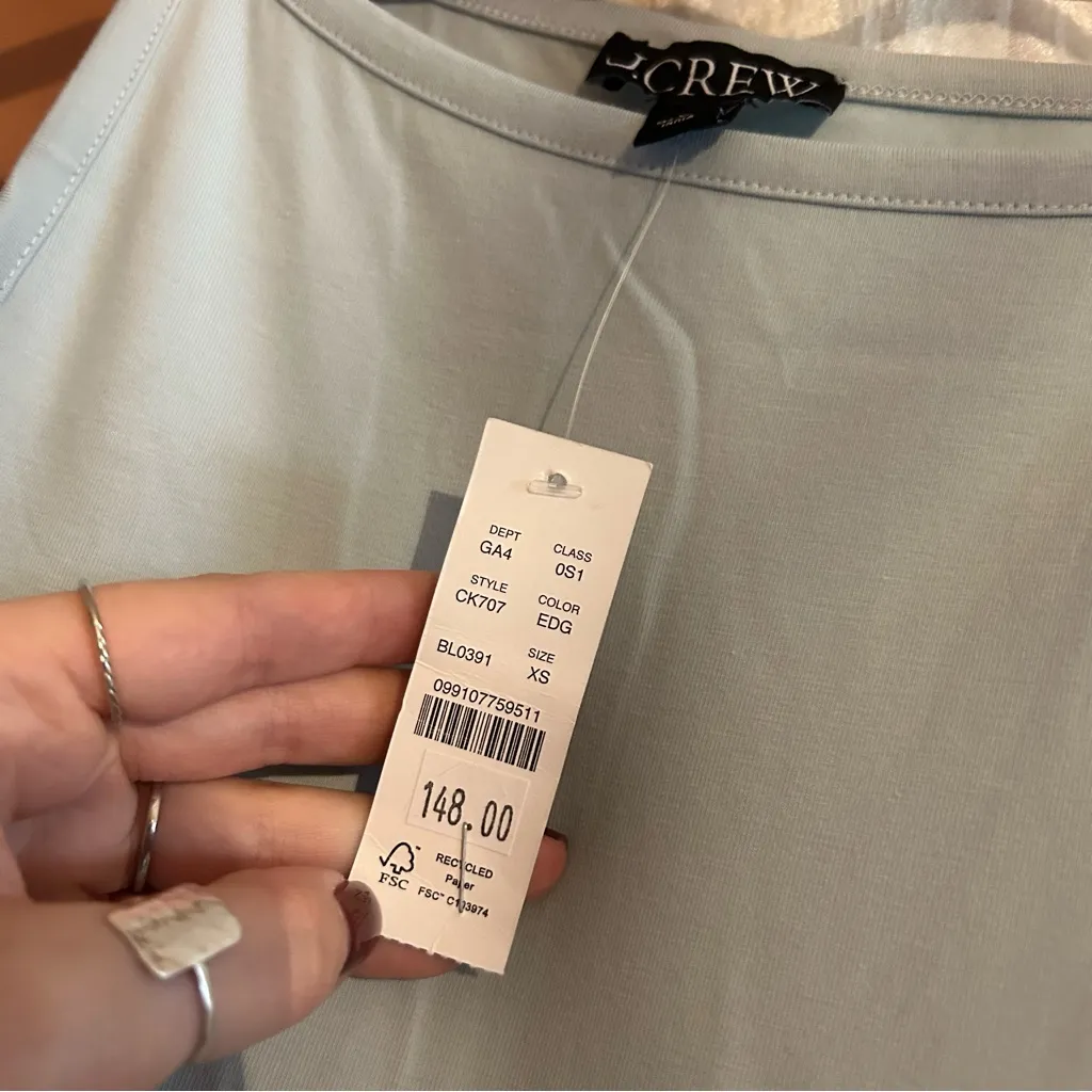 J.Crew Pintuck Mixy Dress Midi Chic Preppy Coastal Light Blue A-Line NWT Size XS - Image 5