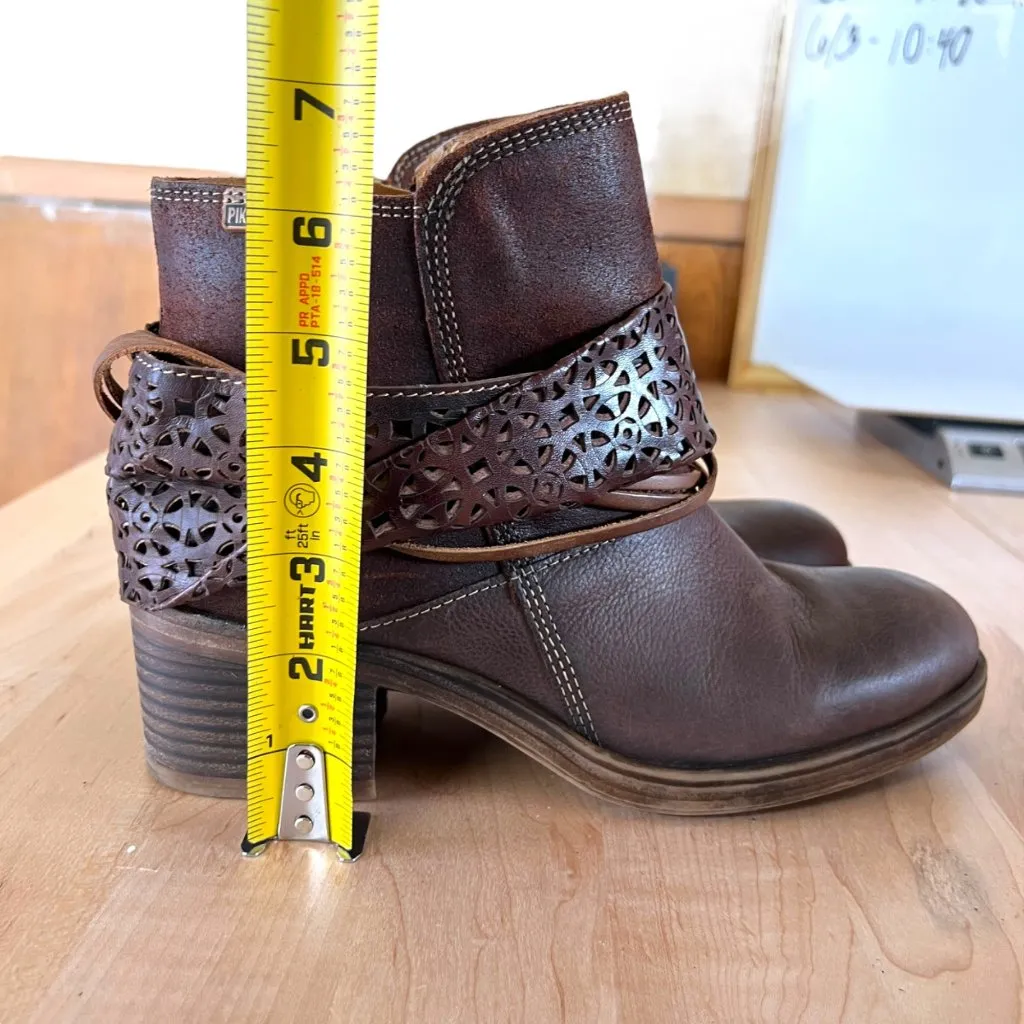 Pikolinos Womens Lyon Leather Ankle Boots Brown Laser Cut Strap Size 38 7.5 - Image 10