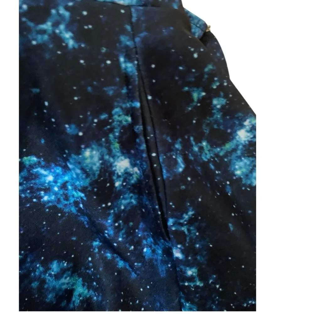 Hot Topic size medium Cosmic Print Skirt Suspenders Galaxy academia cosplay blue - Image 7