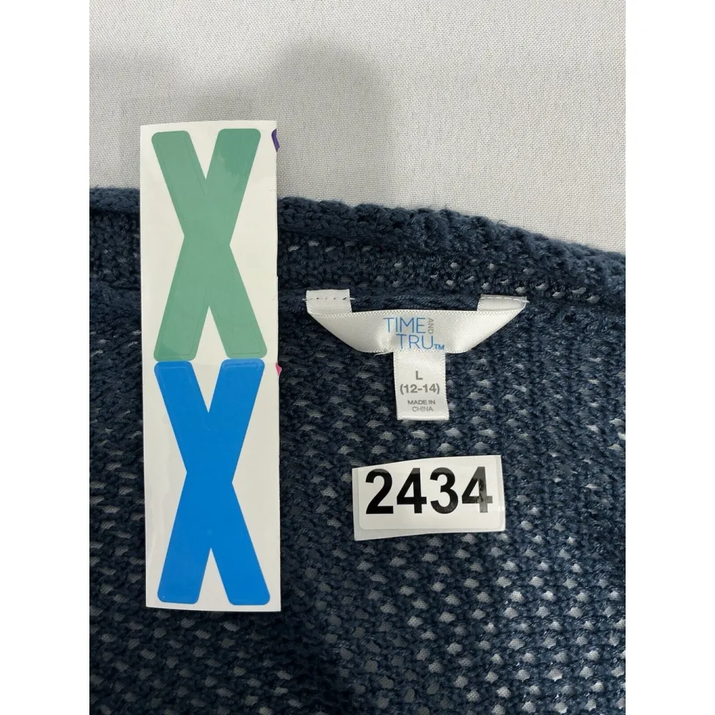 Womans Time & Tru Open Knit Open Front Short Sleeve Cropped Cardigan Large - Image 3