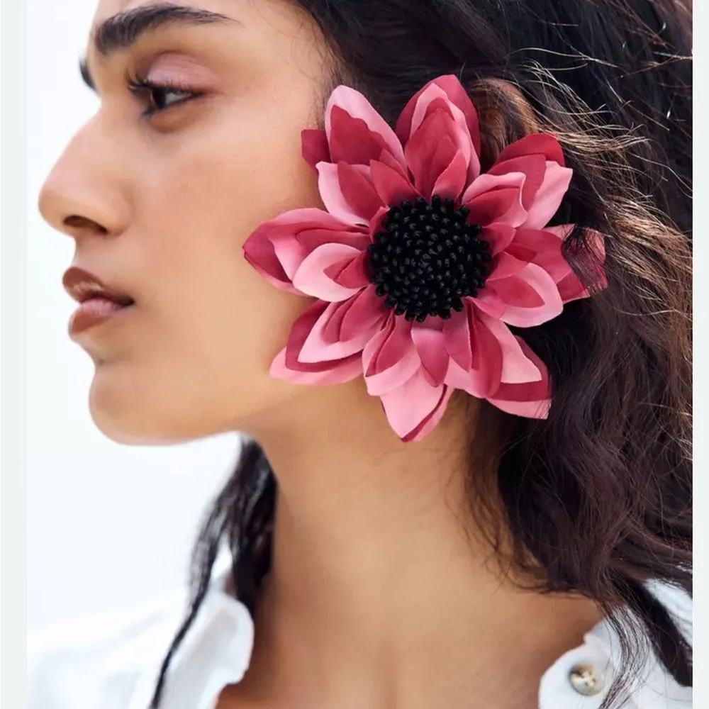 Zara Flower Red & Pink Earring - Image 2