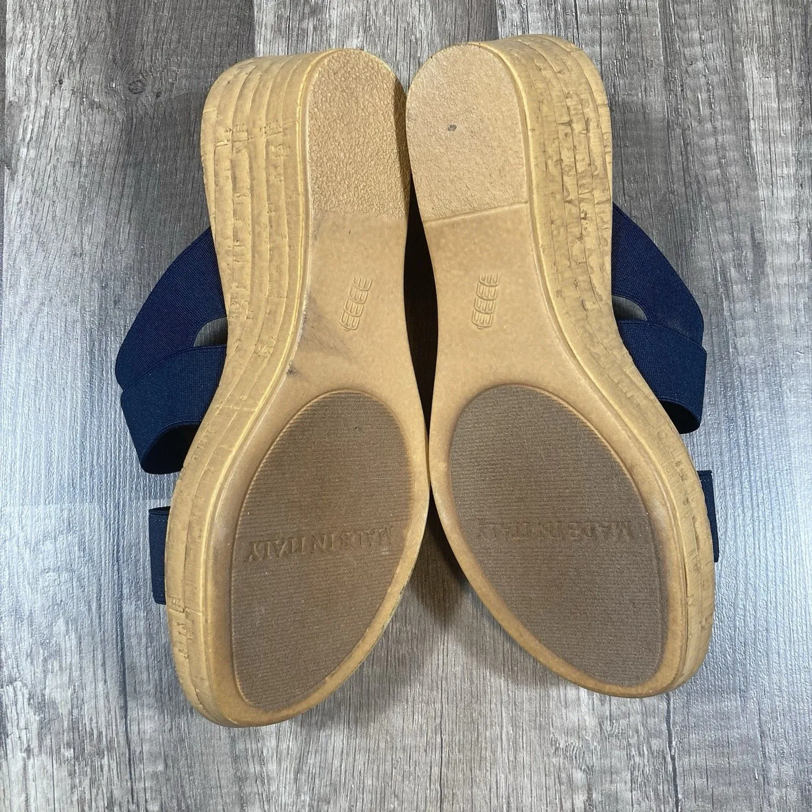 Italian Shoemakers Sandals Womens 6.5 Casual Slip On Platform Wedge Slide Blue - Image 8