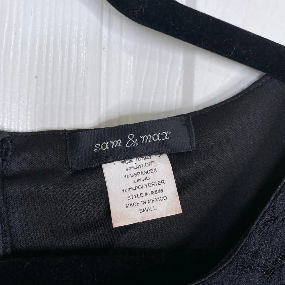 Vintage 90s Black Lace Mini Dress Pearl Buttons Size Small Goth Alt Witchy - Image 5