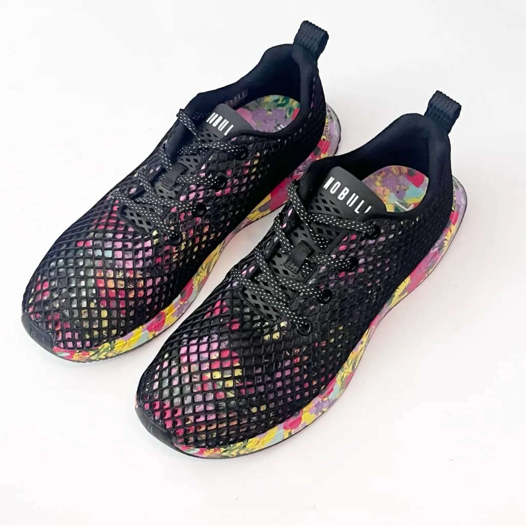 NOBULL Black Mesh Floral Super Bloom Tropical Print Lace Up Athletic Shoes 9.5 - Image 12