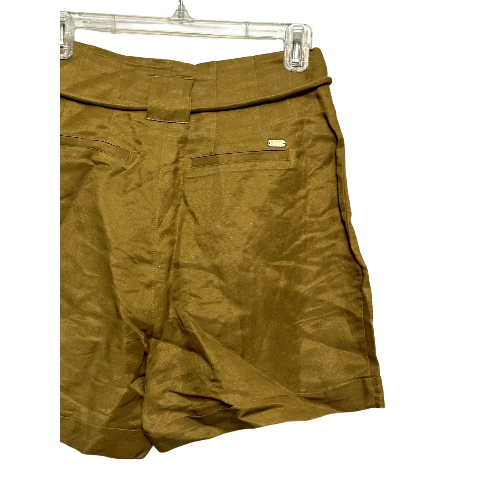 Scotch & Soda High Rise Short Belted Waist Side Pocket Linen Blend Brown XS NWOT - Image 7