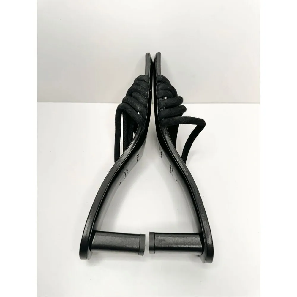 FRAME Sandals Size 6.5US 37EUR Black Leather Strappy Slip On Square Toe Heels - Image 6