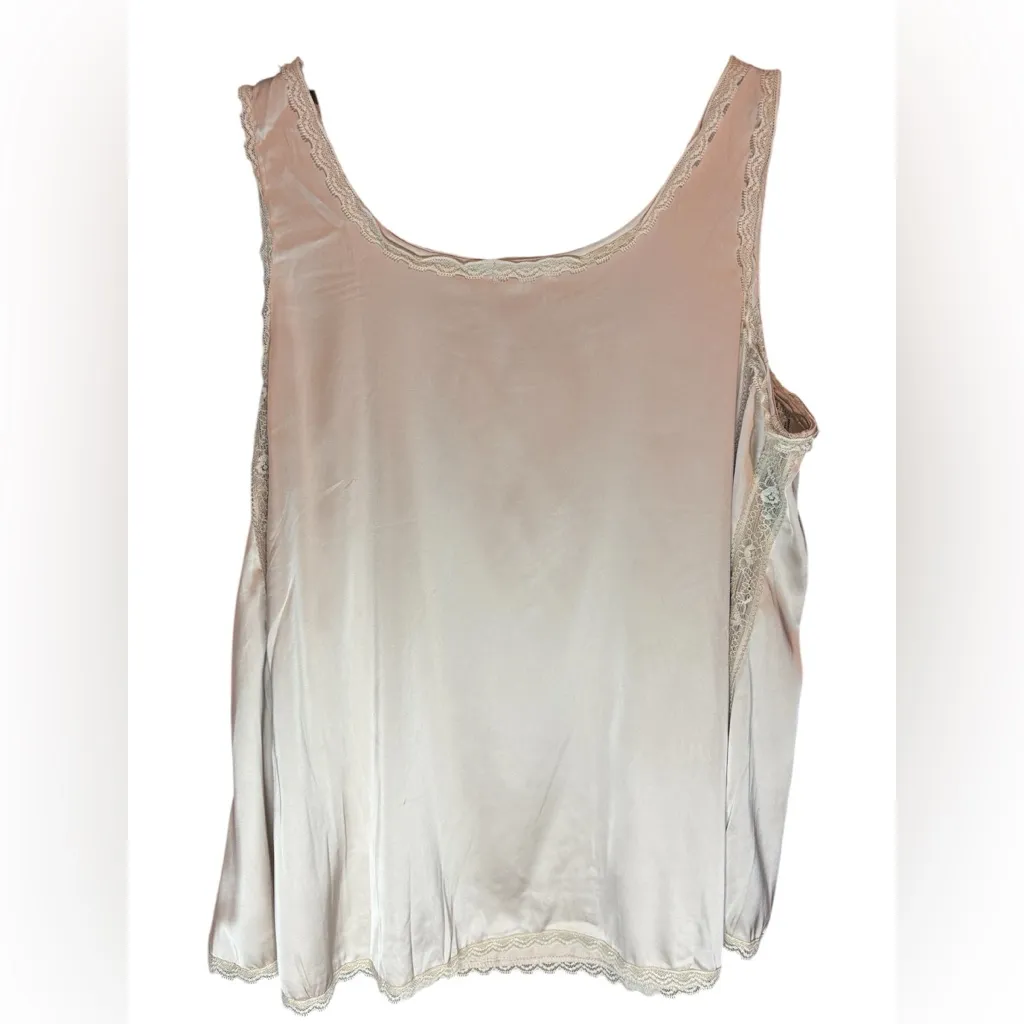 POL Satin Lace Trim Tank Top in Champagne Beige – Size L - Image 2