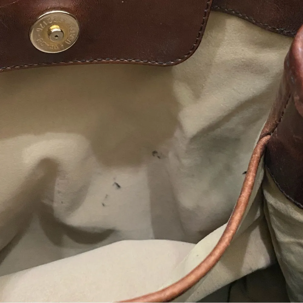 Vintage BRAHMIN Tuscan Black Leather Brown Croc Leather Trims Bucket Bag - Image 15