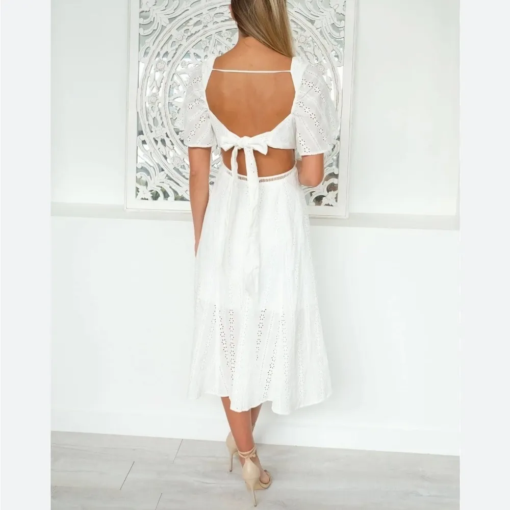 RTR FINDERS KEEPERS Sundays Dress White Embroidered Eyelet Cotton US XS - Image 3