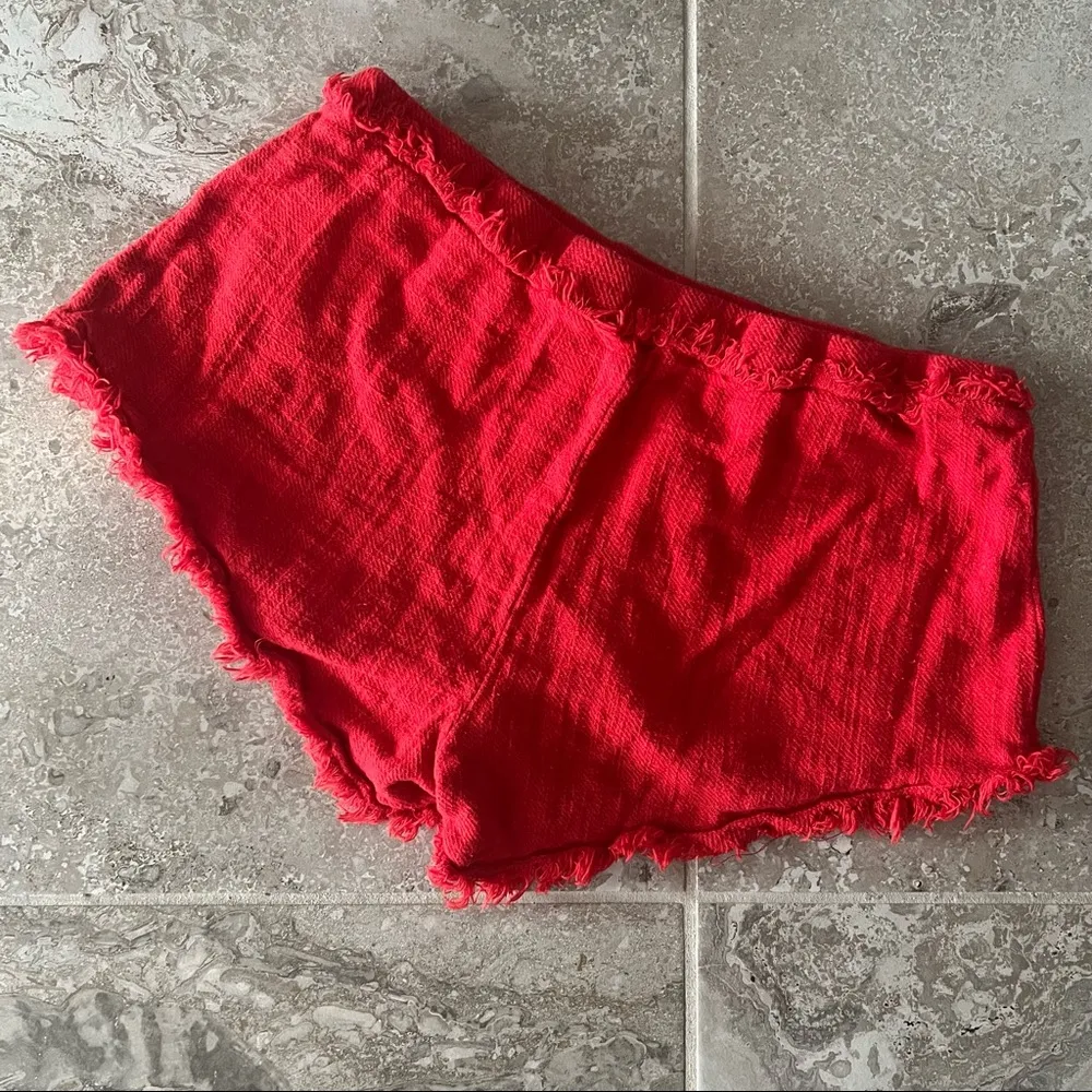 Free People Boho Shorts Frayed Hem Pull-On Red Size S - Image 2