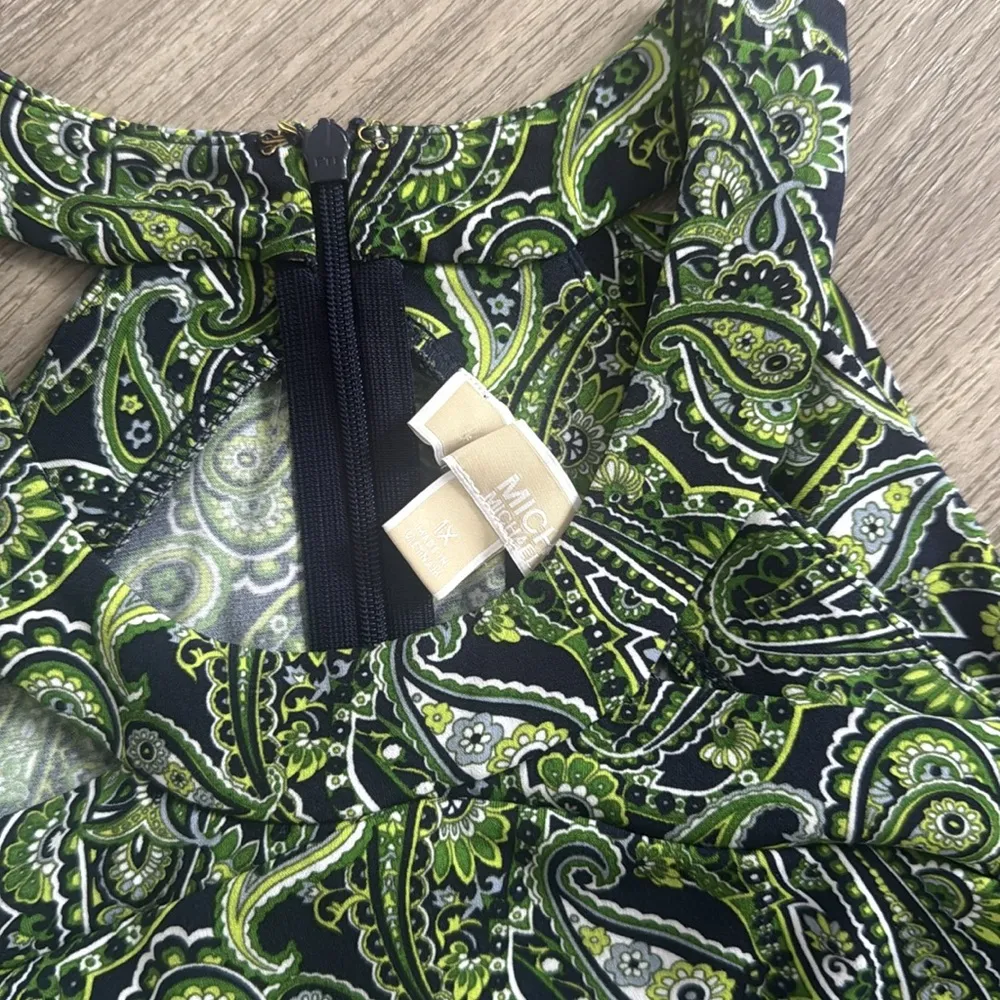 Michael Kors Blue and Green Camisole Top Paisley Tiered Blouse 1X - Image 2