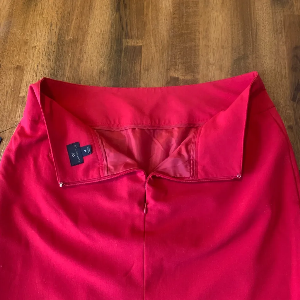 Worthington Skirt NWT 12 Cherry Cordial Red Mini Pencil Lined Back Zipper Office - Image 6