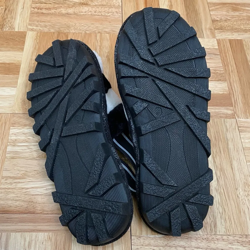 Jessica Carlyle Black/White Stripes Faux Fur Elastic Slingback Slides Slippers 9 - Image 10