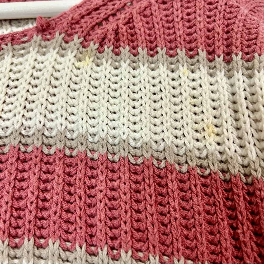 American Eagle Women’s Long Sleeve Striped Sweater Pink & White Size Small FLAW - Image 7