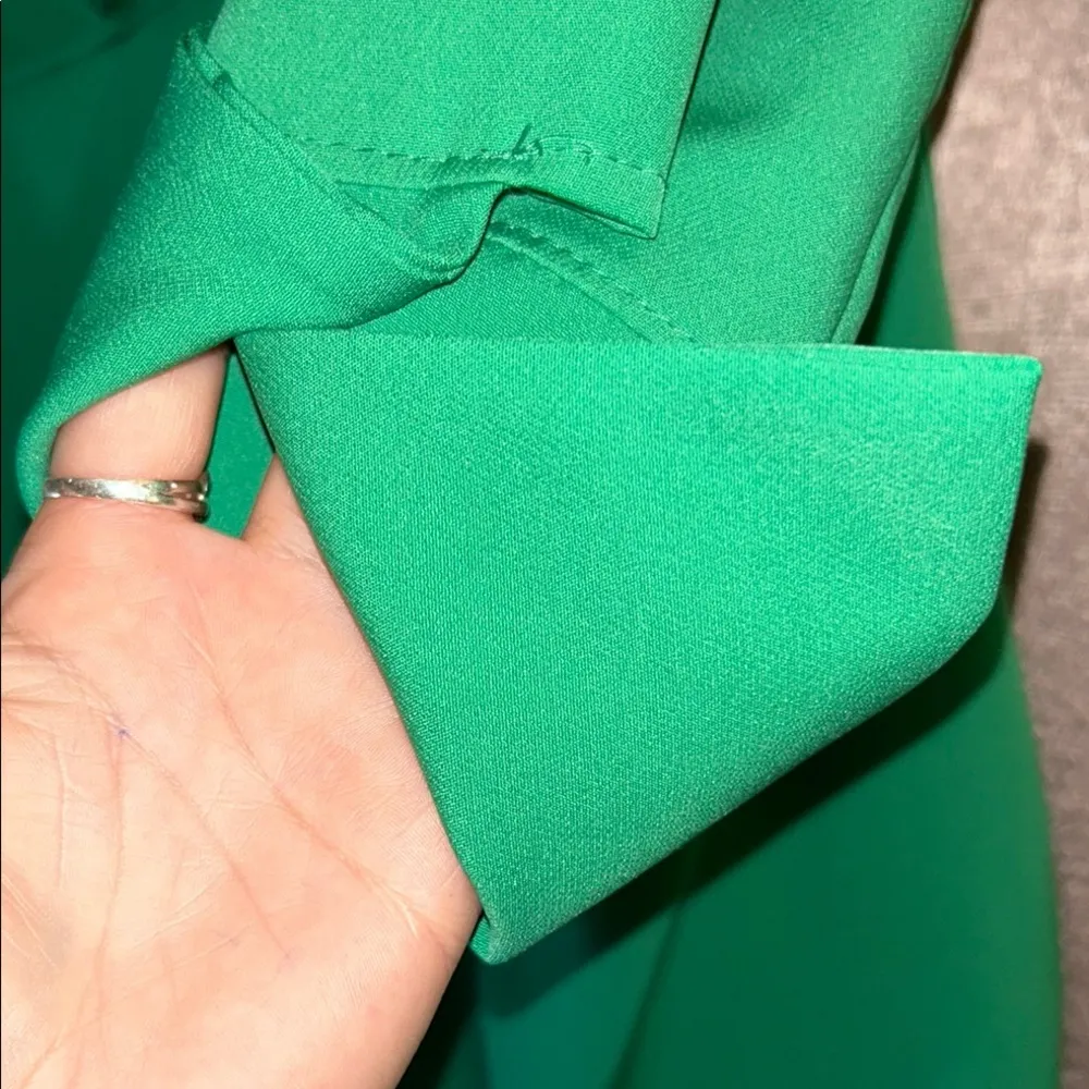 NWT Boohoo Size 4 Sandro Green Notched Collar 3/4 Long Sleeve Shirt Dress - Image 5