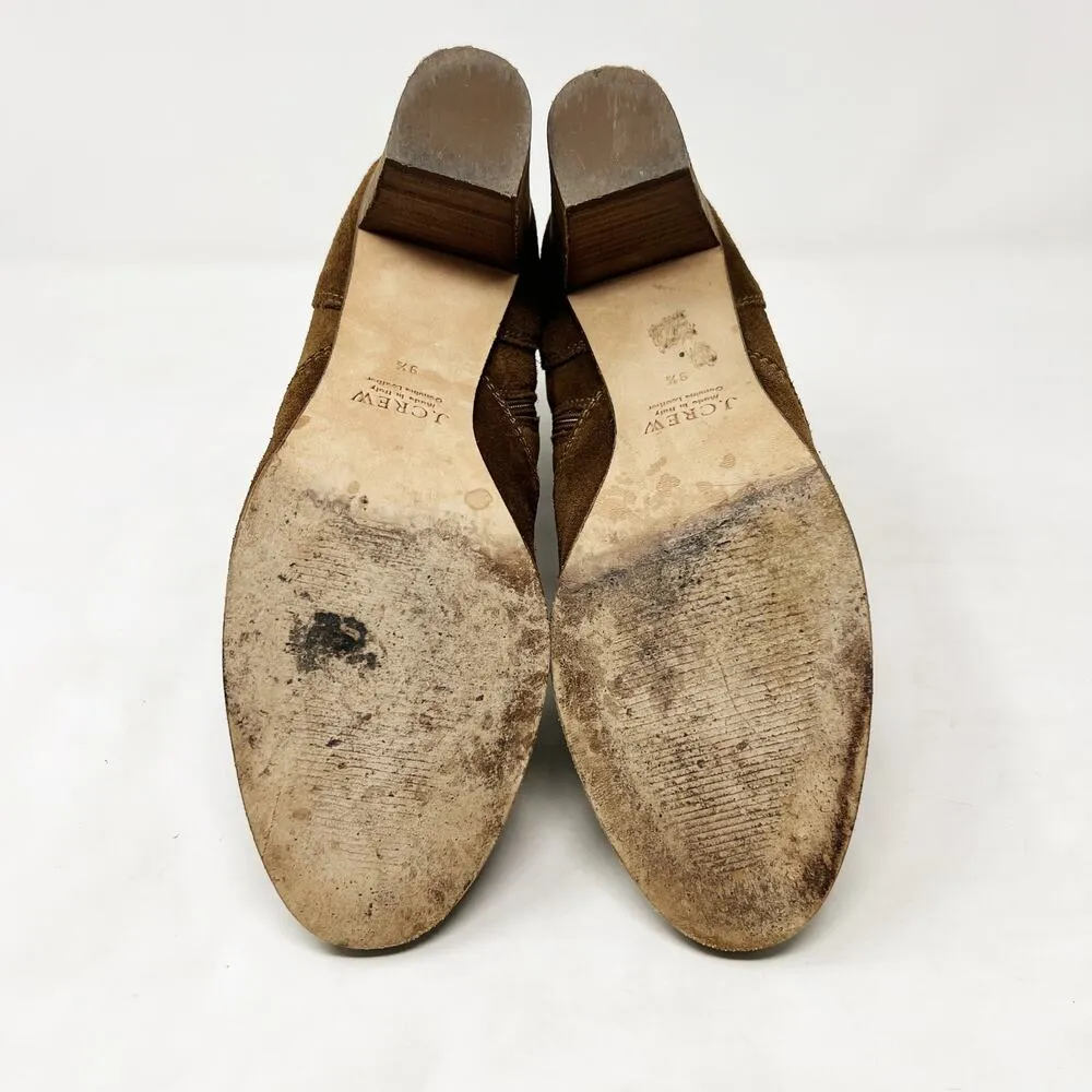 [J. Crew] Brown Nubuck Suede Leather Aggie Chunky Heel Ankle Boots Booties 9.5 - Image 9