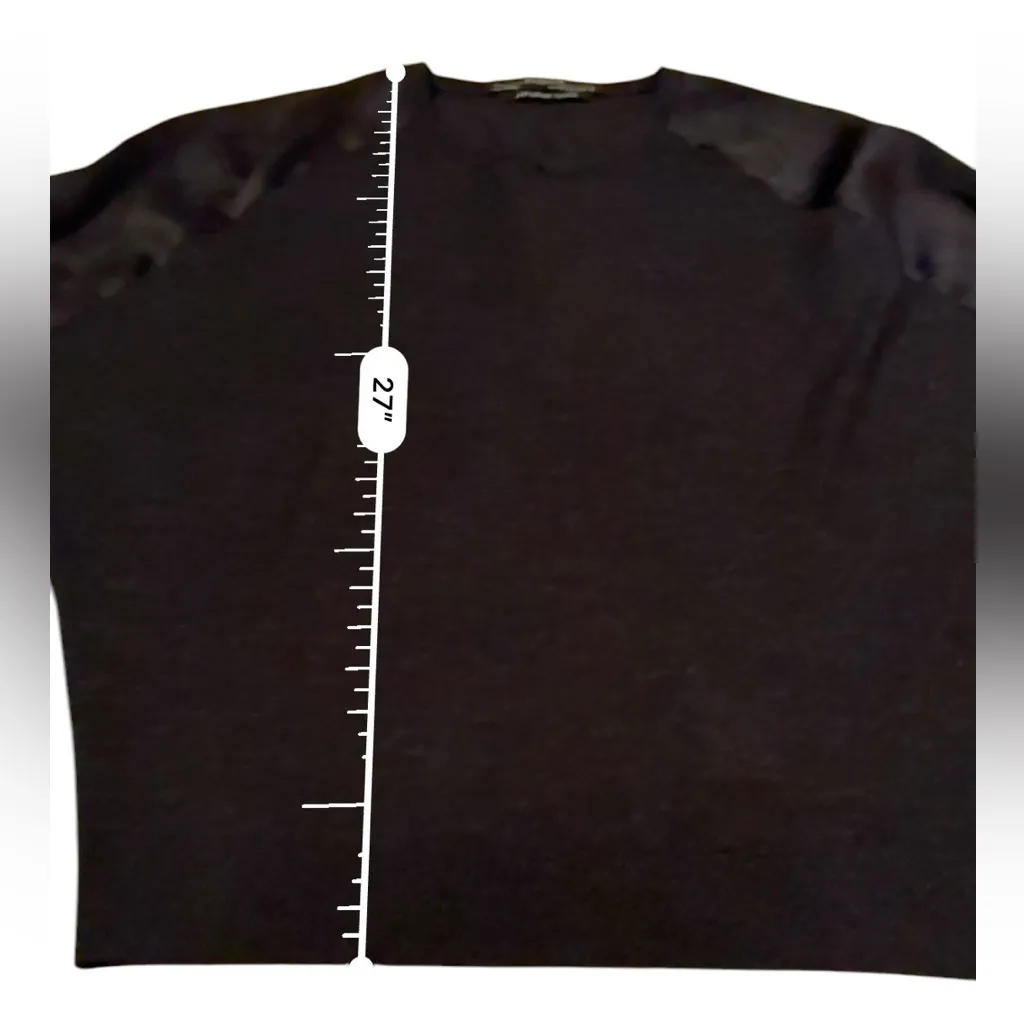 All Saints‎ Black Mixed Media Merino Wool Long Sleeve Top Sz 6 - Image 9