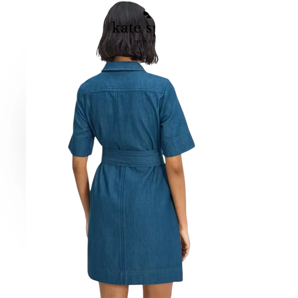 Kate Spade - Denim Utility Shirtdress Belted Cotton Shirt Dress Sz 2 - Image 3