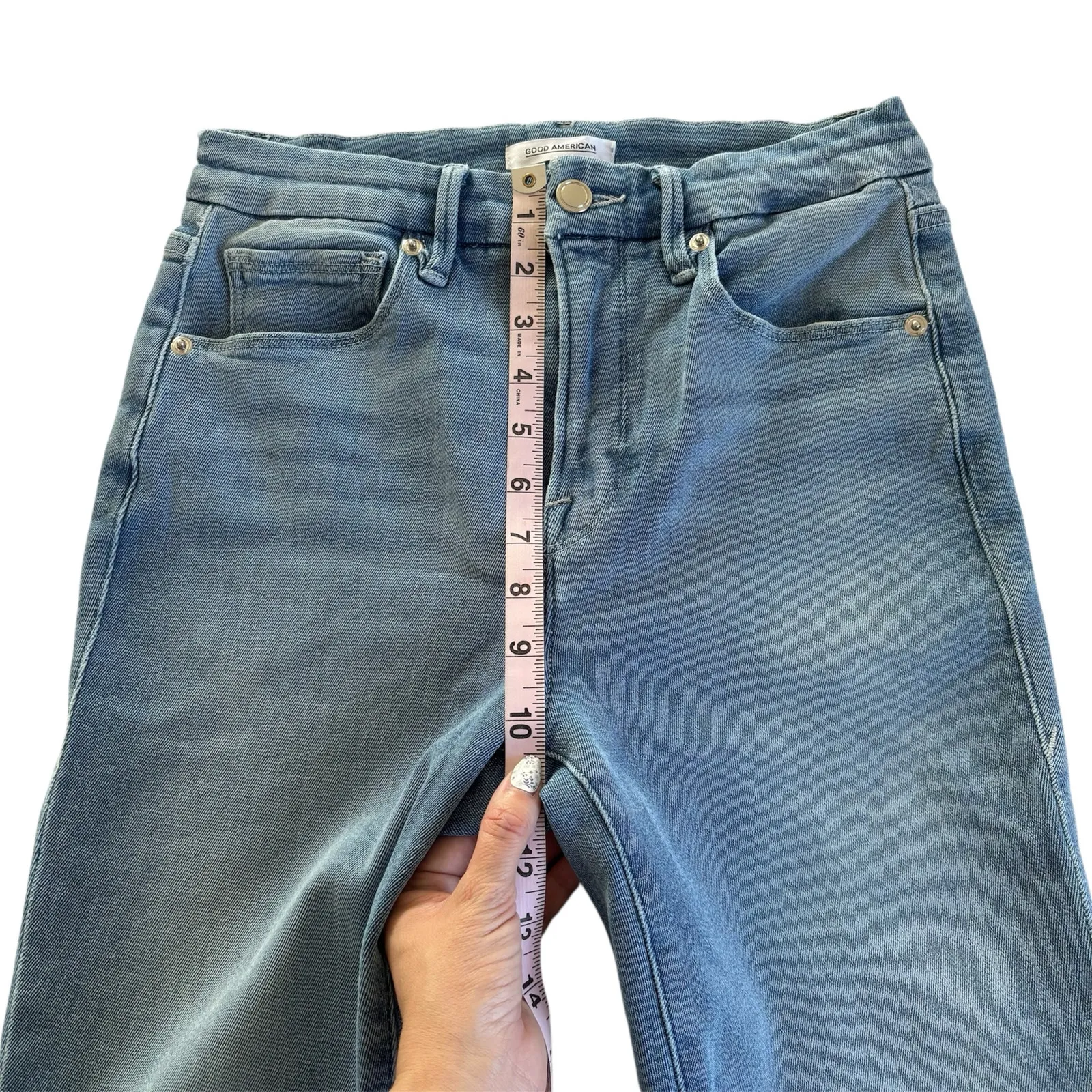 Good American Good Waist Skinny Cropped Jeans Women’s Size 28 Light Blue Wash - Image 6