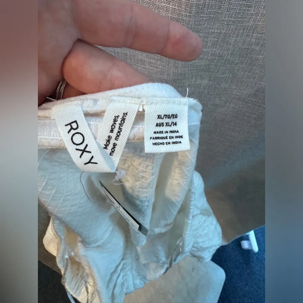 Roxy Flirty Walk Ruched Crop Top size XL, white - Image 11