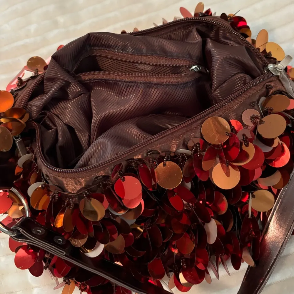 Fall Mermaid Sparkly Purse NWOT Bronze Orange Red Brown - Image 5