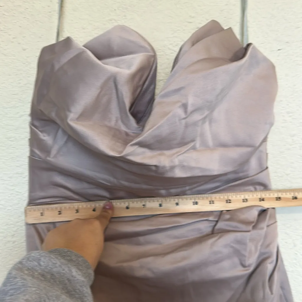 HOUSE OF CB‎ - FLEUR MUSHROOM SATIN STRAPLESS GOWN  NWOT mermaid dress size L - Image 6