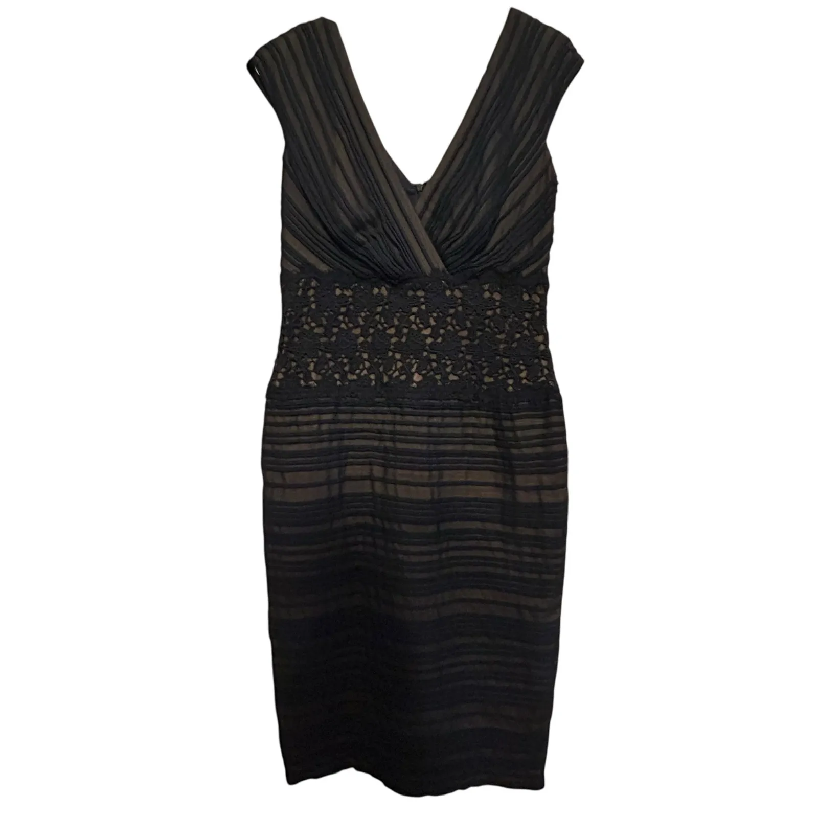 Tadashi Shoji Navy Surplice Neck Cocktail Party Dress
- Size 6 - Image 2