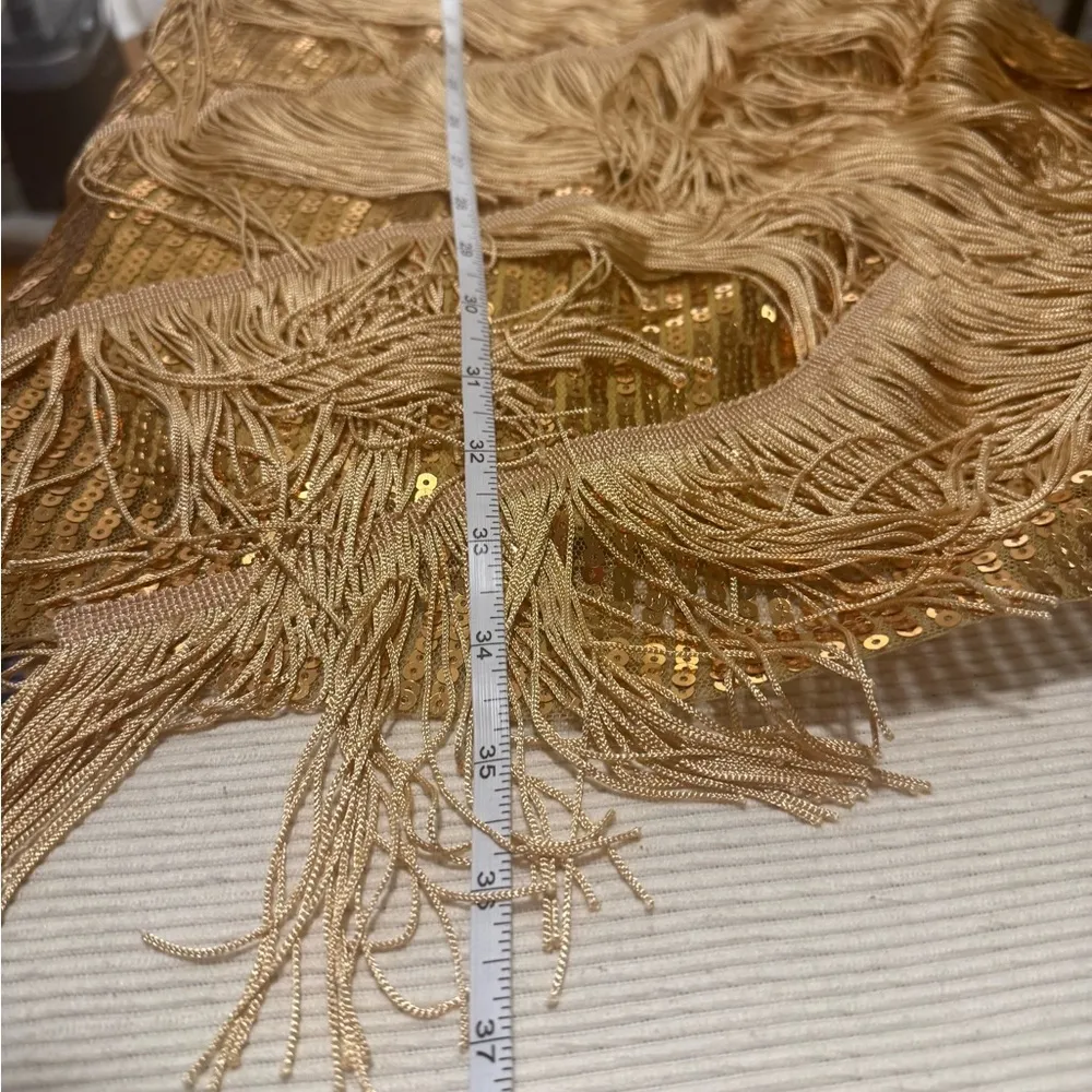 Gold Sheath Midi Dress with Spaghetti Straps Size M - Image 6