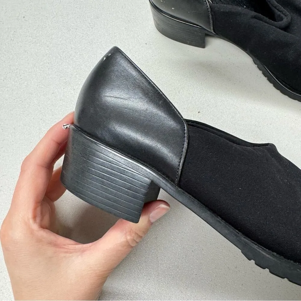 Munro Black Leather & Fabric Upper Slip On Comfort Shoes Womens 8 Stretch - Image 2