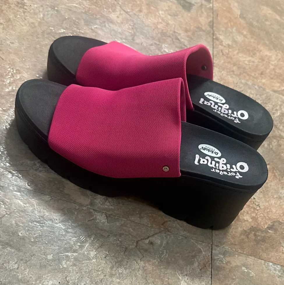 Dr. Scholl's Women's Check Doubts Slide Platform Sandals In Pink NWOT - Size 8.5 - Image 5