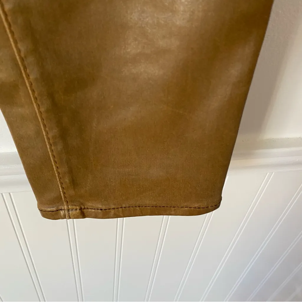 AG Adriano Goldschmied Farrah Faux Leatherette  Coated Brown Skinny Ankle Jeans - Image 6