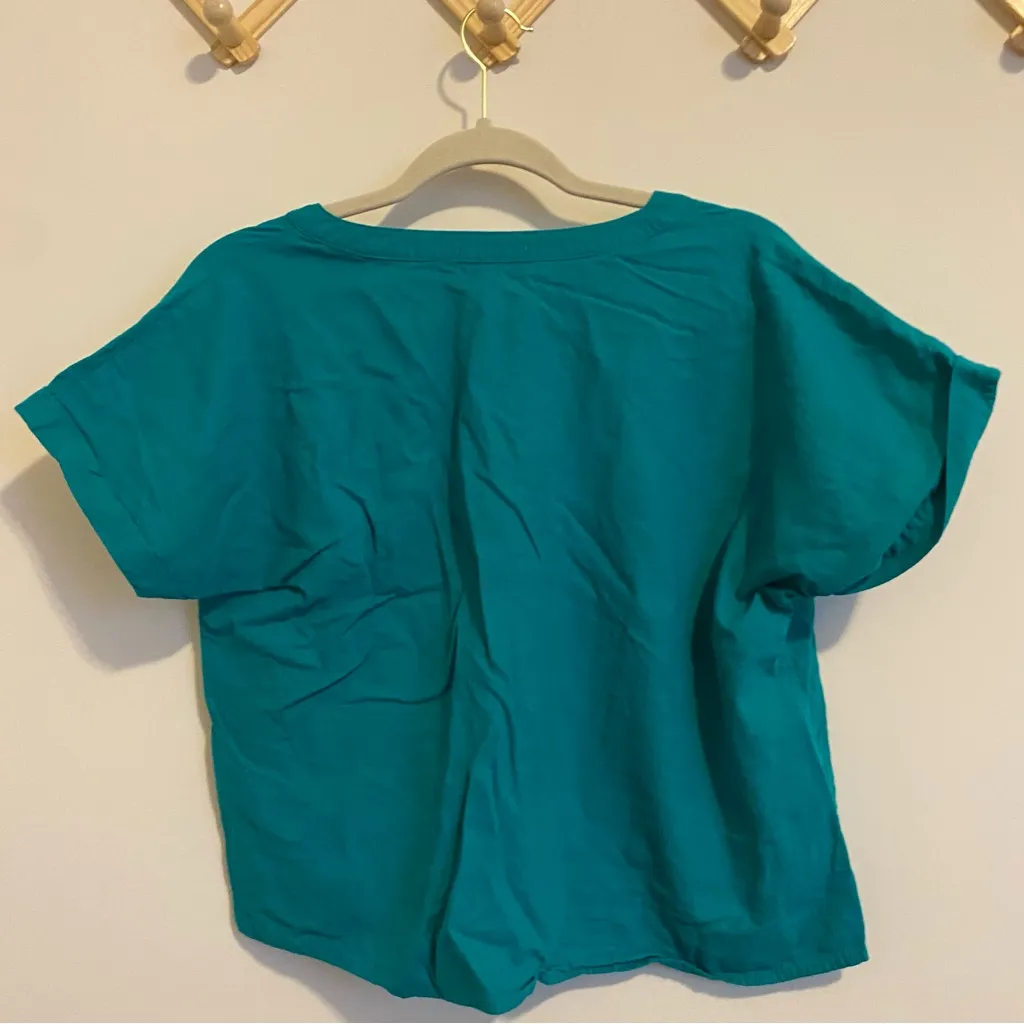 Molly Bracken Teal Cotton Short Sleeved Blouse size Medium - Image 6