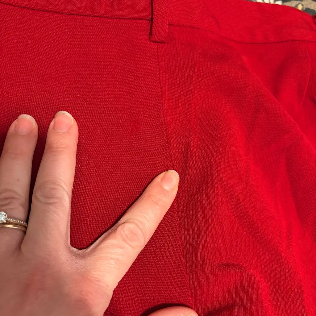 Lauren Ralph Lauren Pants Red Wool Trousers Size 16 Preppy Academia Office FLAW - Image 8