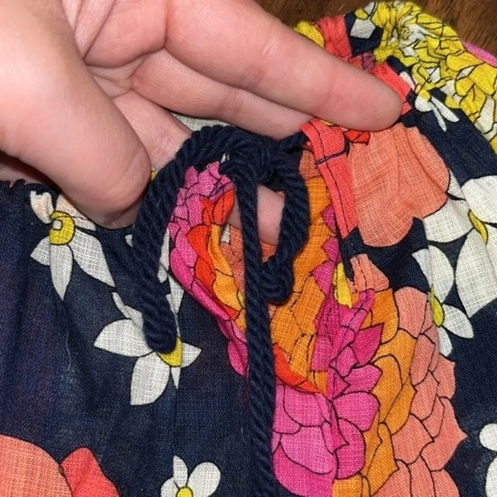 Womens Trina Turk multicolored floral 3/4 sleeved blouse 100% cotton preppy - Image 3