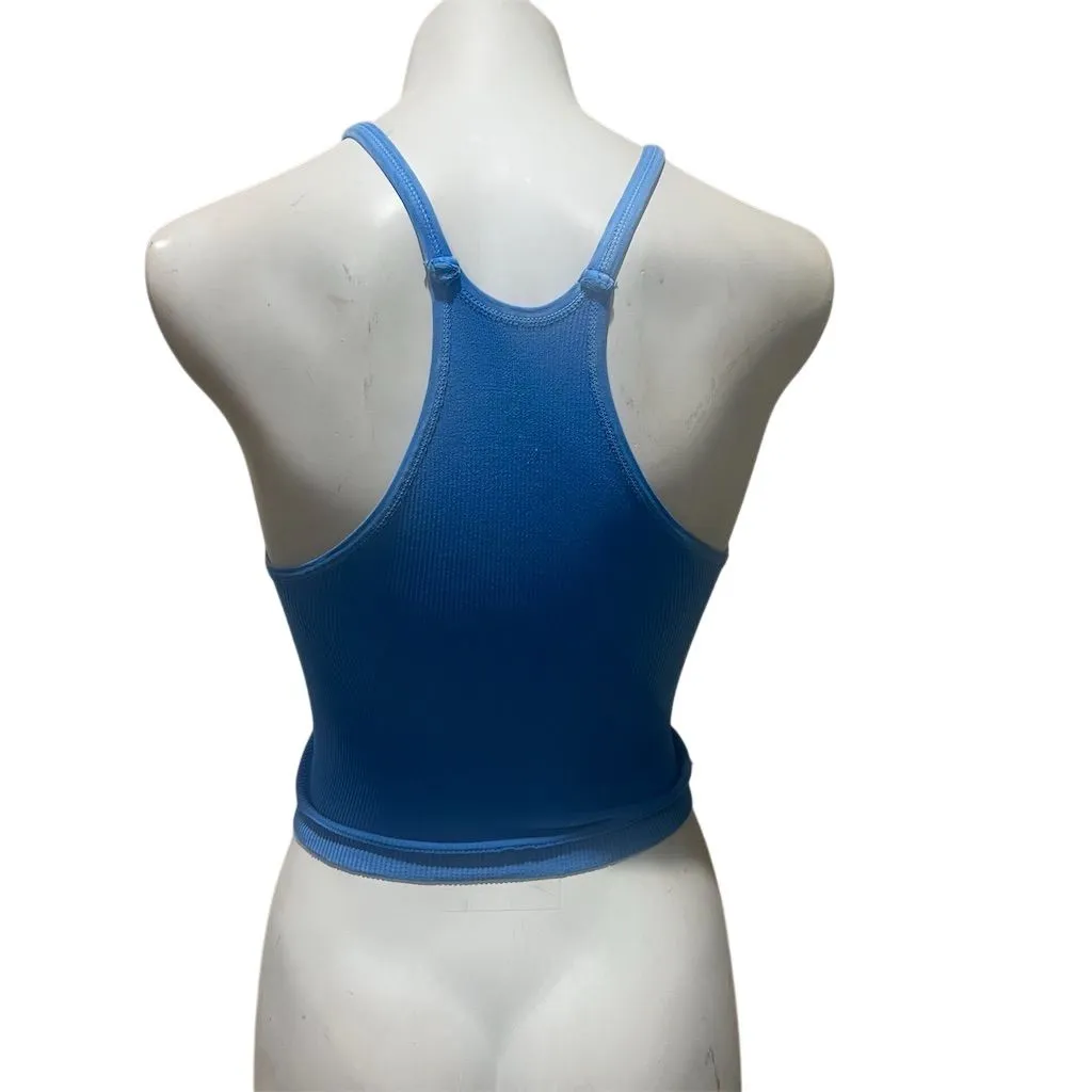 Free People Movement Women's Blue Ribbed Compression Crop Tank Top M - Image 8