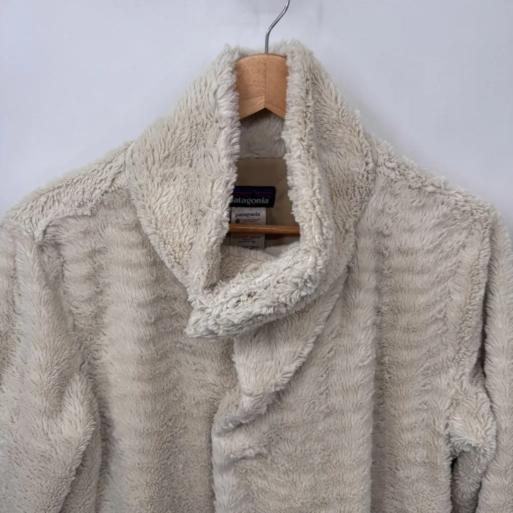 Patagonia Pelage‎ Fleece Jacket Large Ivory Polyester Zip Snap Closure Pockets - Image 2