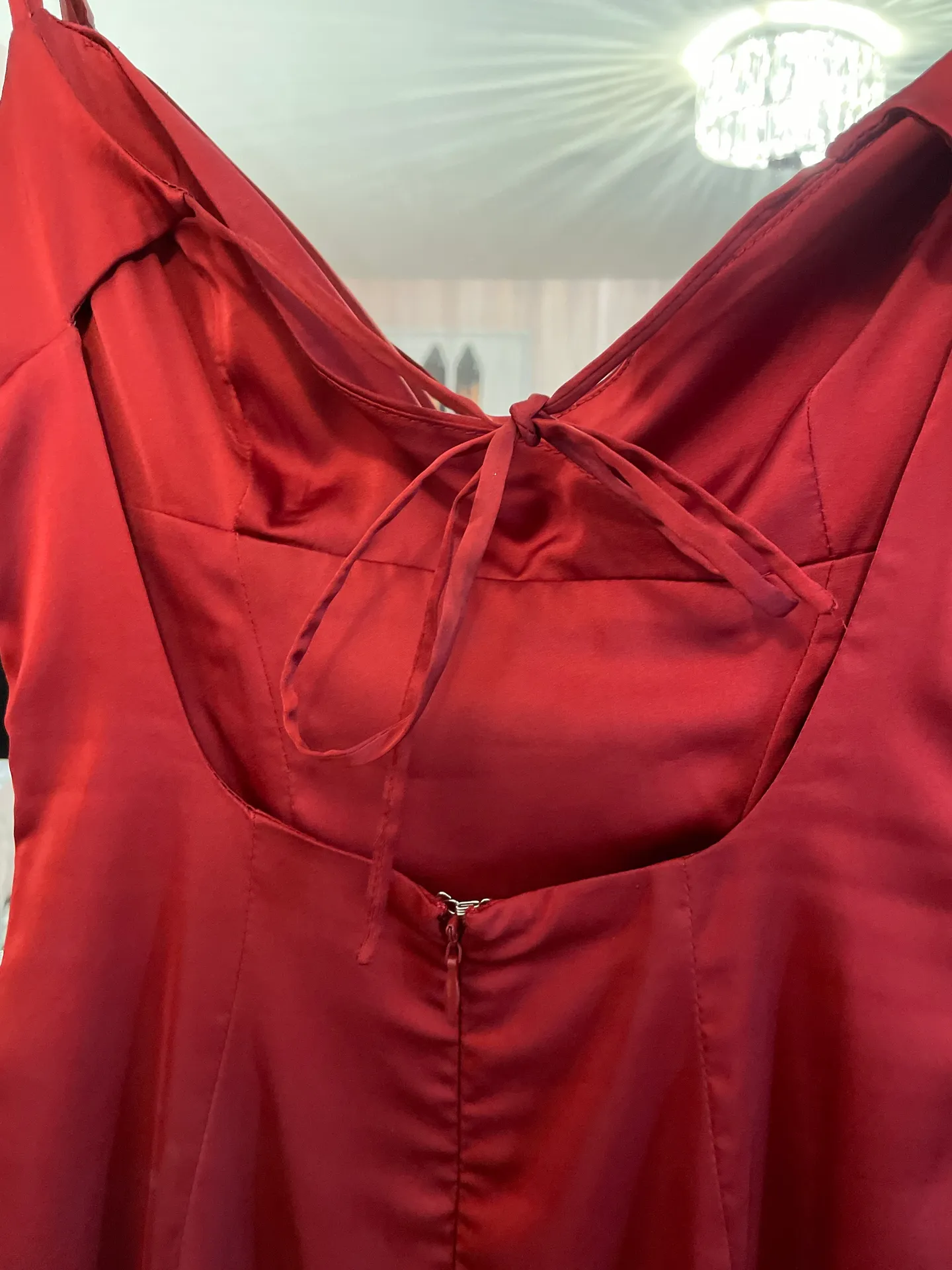Oh Polly Red Satin Dress - Image 7