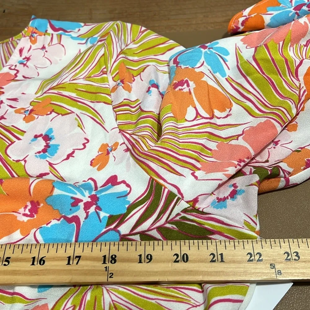 JUSTFAB size 3X retro cutout dress palm beach floral print kimono sleeves lined - Image 5