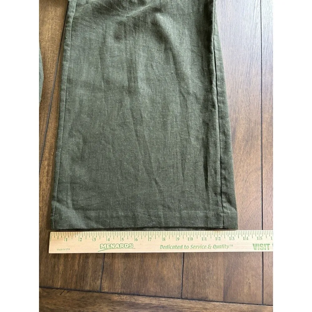 Who What Wear Women's M Linen Blend Dark Green Sleeveless V Neck Jumpsuit - Image 7