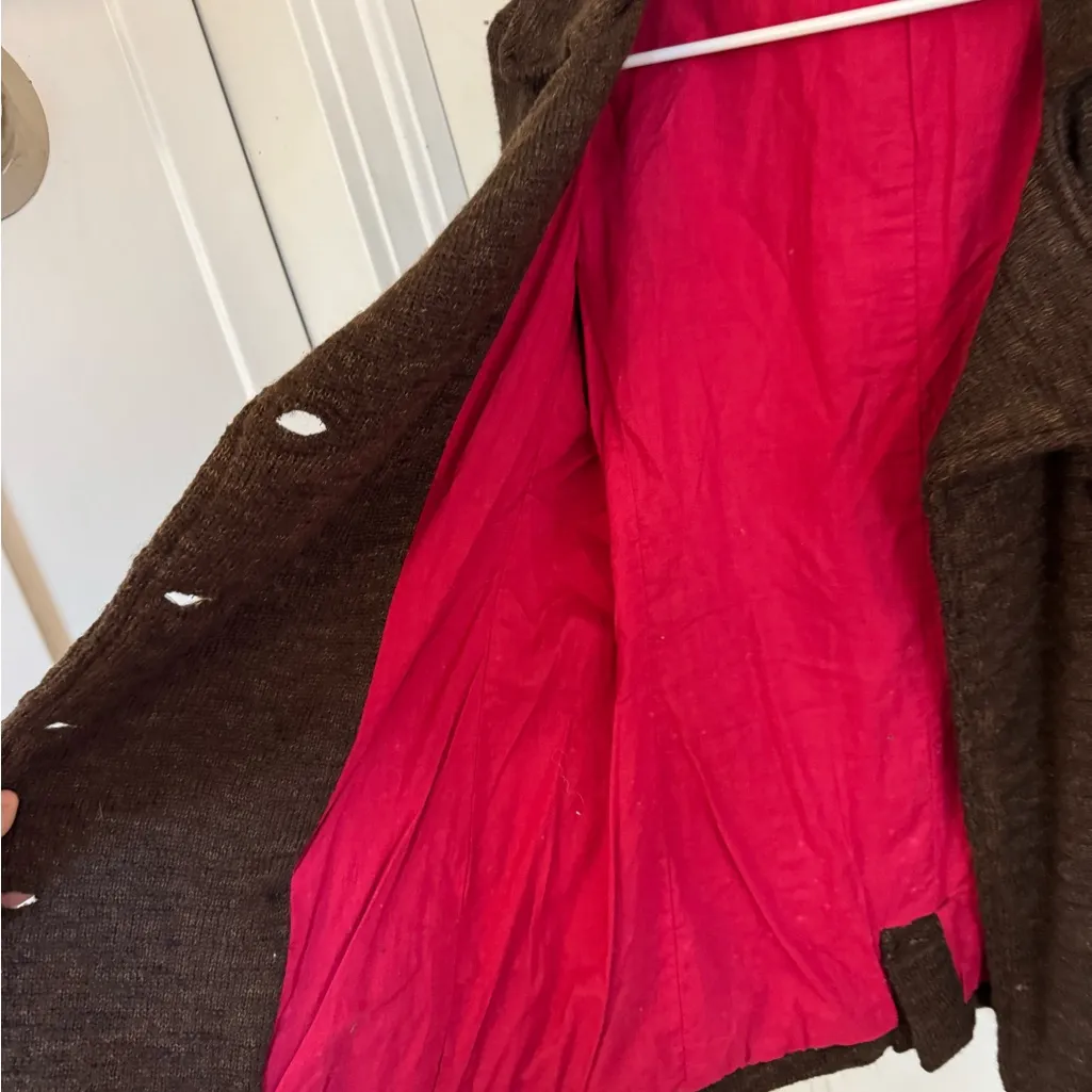 Free People brown floral embroidered back wool jacket size small - Image 8